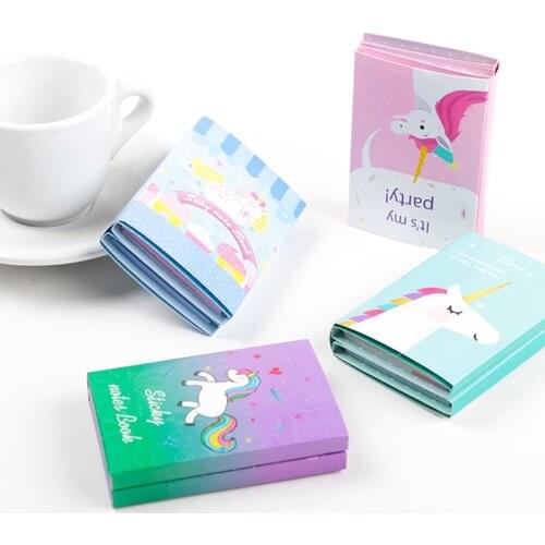 Noverty Unicorn Party 6 Folding Memo Pad N Times Sticky Notes Memo Notepad Bookmark Cute Gift School Office Stationery