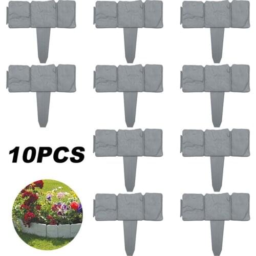10Pcs Grey Garden Fence Edging Cobbled Stone Effect Plastic Lawn Edging Plant Border Decorations Flower Bed Border