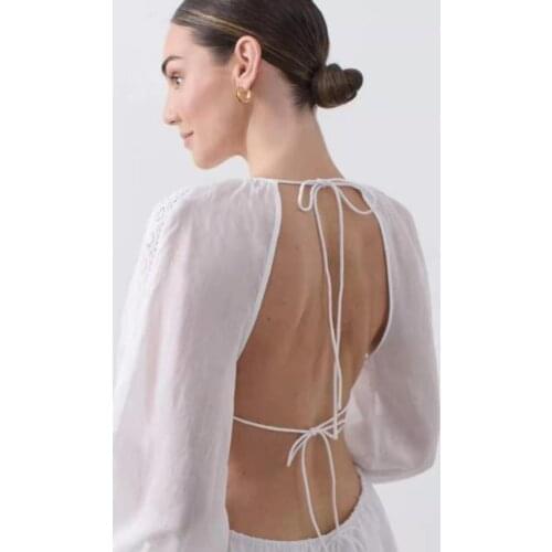 Autumn and Winter New Ramie Fashion Sexy Backless Lace Up Dress