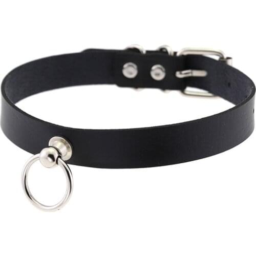 Circle Pendant Necklace Sexy Collar Choker Neck Punk Gothic PU Leather Hip Hop Punk Harness Rivet party jewelry