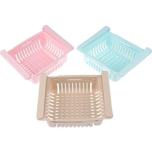 New 1PC Adjustable Stretchable Fridge Organizer Drawer Basket Refrigerator Pull-out Drawers Fresh Spacer Layer Storage Rack