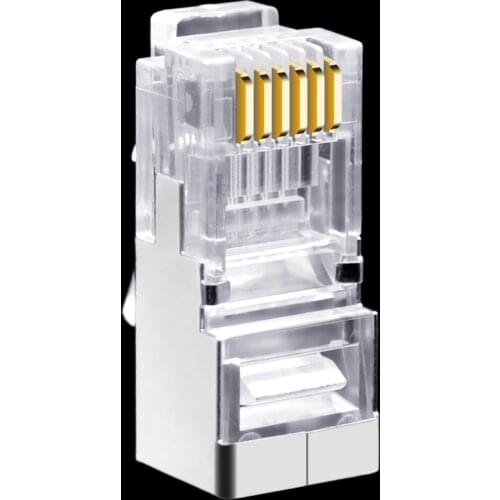 50pcs RJ11 RJ12 6P6C Long Body Telephone Line Connector, FTP 6 Core Phone Crystal Head, Modular Plug Shield Copper Shell