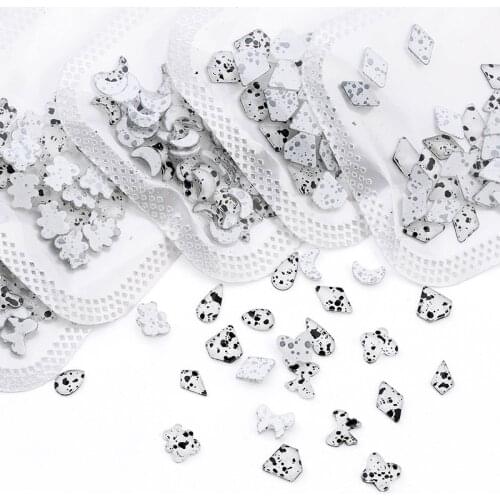 Swarovsky 20Pcs Nail Art Rhinestone White Quail Egg Shell Speckle Glass Stone 3D Nail art rhinestones