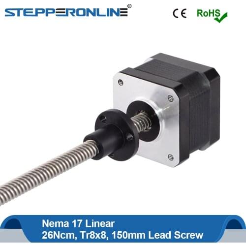 Tr8x8 Nema17 External Linear Stepper Motor Nema 17 Linear Actuator 0.4A 4-lead with Lead Screw 150mm for 3D Printer