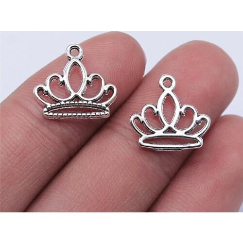 WYSIWYG 20pcs 15x15mm Antique Silver Color Crown Charms Pendant For Jewelry Making DIY Jewelry Findings