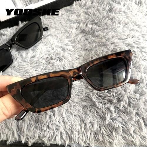 YOOSKE Cat Eye Sun Glasses Women Leopard Small Sun Glasses Female Vintage Design Triangle Eyeglasses Shades UV400