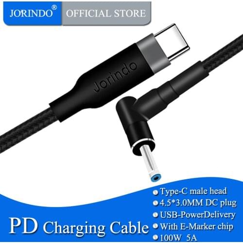 JORINDO USB Type-C Charging Cable, DC4.5 * 3.0mm Blue Tip Male Plug Converter Cable Charger Adapter for HP Laptop