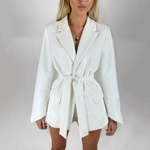 Women Long Sleeve Lace-up V-neck Blazers Coat Casual Fashion All-match Chic Slim Tops Office Lady Elegant Blazer Jacket 4 Colors