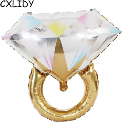 2Pcs Hen Party Ring Balloon Wedding Decoration Layout Diamond Aluminum Balloon Diamond Ring Balloon Wedding Party Supplies aa094