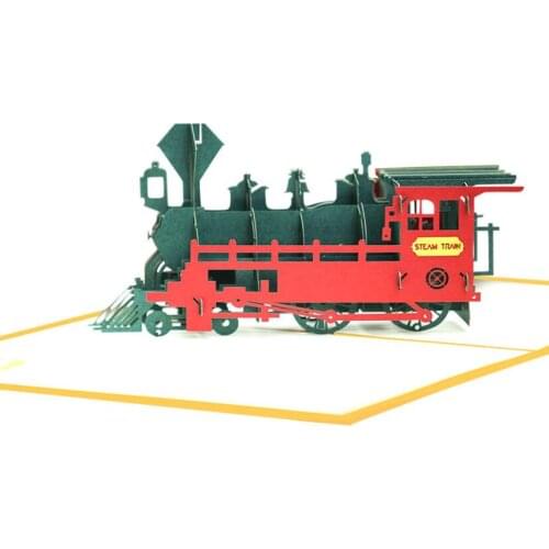 10pcs Handmade Kirigami Origami Retro Mini Train 3D Pop UP Greeting Invitation Card For Wedding Birthday Christmas Party Gift