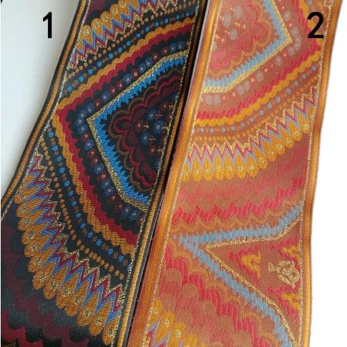 10cm Peacock Tail Purple Blue Brown Golden Filigree Garment Curtain Laciness National Jacquard Ribbon Woven Webbing Bedding Trim