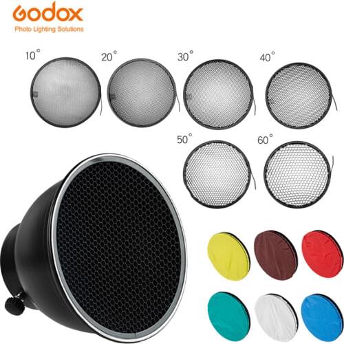 18cm Standard Reflector Diffuser with Honeycomb Grid + 6 Color Filters for Universa Mount Studio Flash K-150A K-180A E250 E300