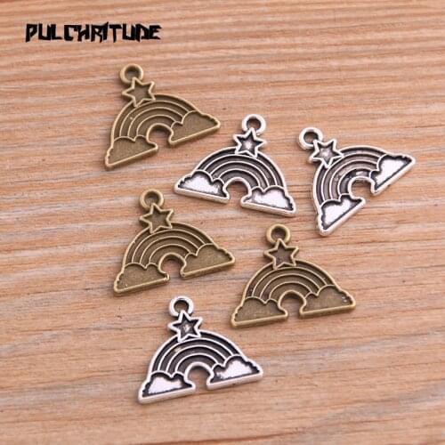 20PCS 16*20mm New Product Two Color Stars Rainbow Clouds Charms Nature Pendant Jewelry Metal Alloy Jewelry Marking