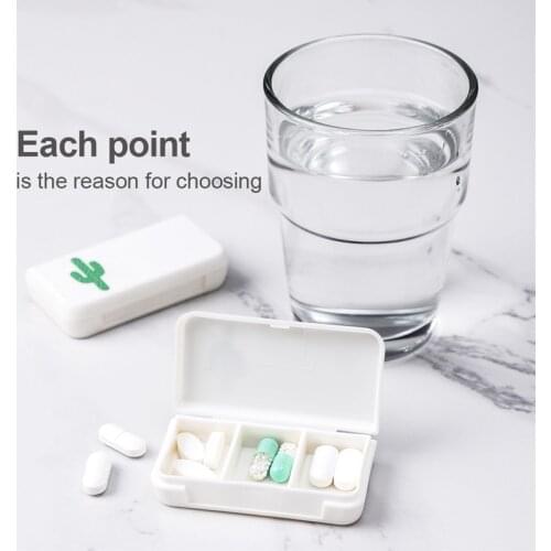 3 Lattices Pill Box Tablet Flamingo Cactus Leaf Pill Case Dispenser Medicine Boxes Dispensing Medical Kit Mini Organizer Case