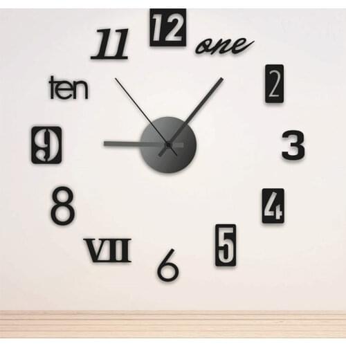 3D Acrylic Digital Wall Clock Roman Numerals Design Round DIY Self Adhesive Living Room Clocks Stickers Home Decor Wall Stickers