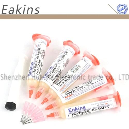 5Pcs/lot NC-559-ASM-UV 10CC PCB BGA No-Clean Soldering Flux Paste Welding Oil +Needles Propulsion Piston For Phone Chips