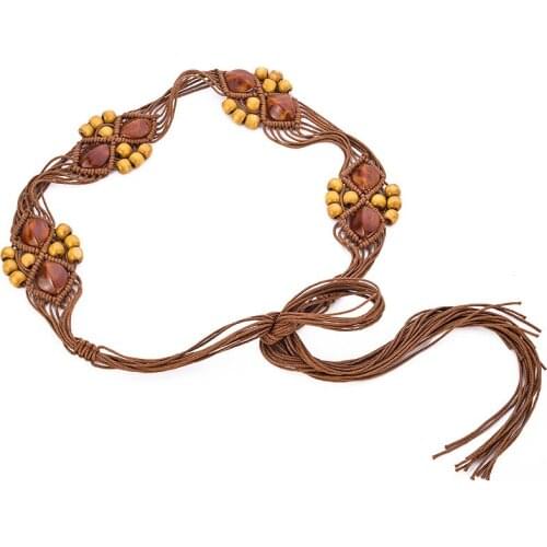 Women Bohemia style dress accessories handmade Knit Weave belt For coat BL312