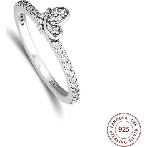 Authentic 925 Sterling Silver Bedazzling Butterfly Decorate Wedding Rings for Women Fashion Jewelry anillos Bijoux Femme