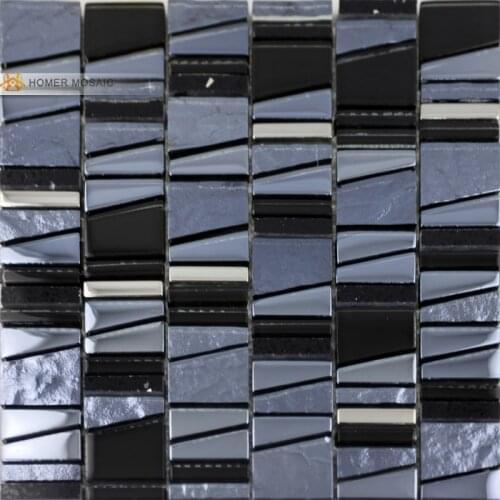 Free shipping! unique design glass wall mosaic tiles, glass, black and gray color kitchen backsplash tiles bathroom shower tiles