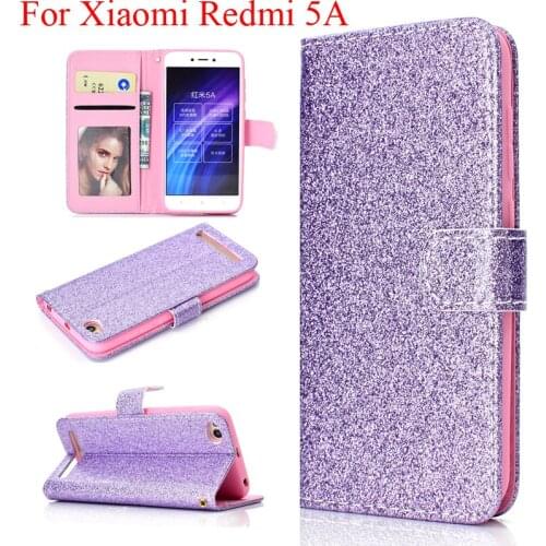 Hand string Shining Glitter Wallet Cover for Xiaomi Redmi 5A Drop Resistance Bag Shell Skin Redmi5A Anti Shock Case Capa Founda