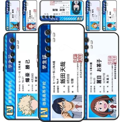 My Hero Academia Student Card Postcard For Xiaomi Mi 11 Ultra Case For Xiaomi Mi 11 Lite Note 10 10T Pro POCO F3 M3 X3 Pro Cover