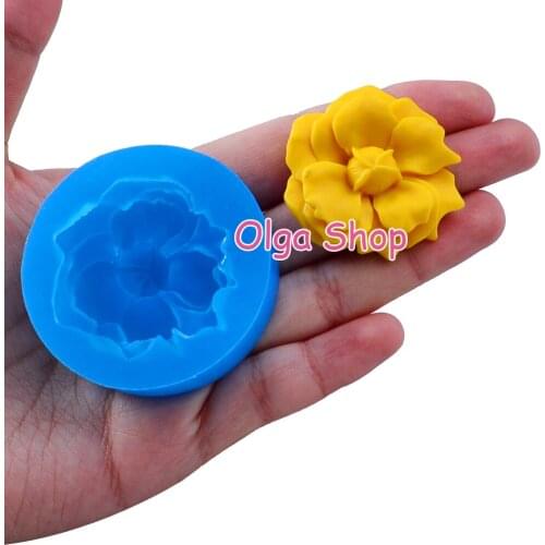 HYL230 33.4mm x 36.0mm Flower Silicone Mold Fondant Cake Decoration Candy Resin Clay Earrings Necklace Craft Soap Candle