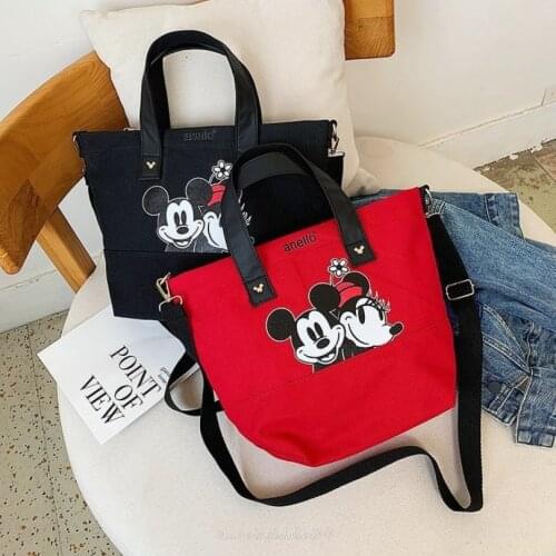 Disney Minnie Handbag Mickey Mouse Trend Handbags Casual bag mickey Minnie portable canvas bag handcuffs bag Woman School Bags