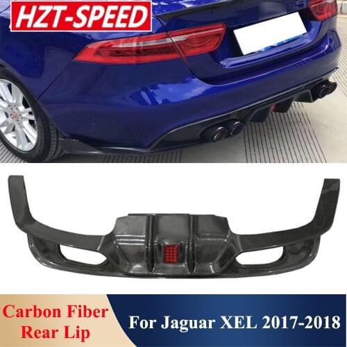 XEL Real Carbon Fiber Rear Bumper Lip Diffuser With Led Light For Jaguar XEL 4 Out 2017-2018 Modification