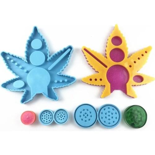 Leaf Shape Cigarette Spice Grinder Epoxy Resin Mold Serving Tray Silicone Mould DIY Crafts Jewelry Home Decorations Casting Too