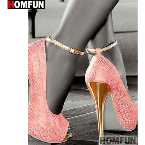 HOMFUN Full Square/Round Drill 5D DIY Diamond Painting "Pink high heels" Embroidery Cross Stitch 5D Home Decor A14207
