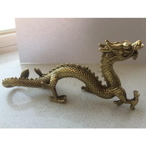 Chinese Brass Carved luck Dragon Statue/Chinese dragon Sculpture Free shipping