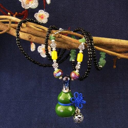 Classic exquisite Ceramic long necklace Gourd sweater chain Creative ethnic style Women Necklace jewelry Ornaments Gifts 2019