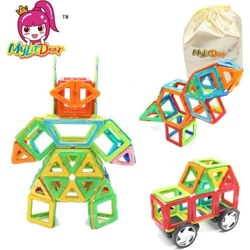 MylitDear 62Pcs Big Size Magnetic Block Designer Model Kit 3D Building Brick Toys DIY Construction Kids Toys For Children