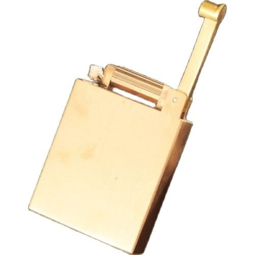Square Brass Gasoline Lighter Sliding Ignition Collection Lighter