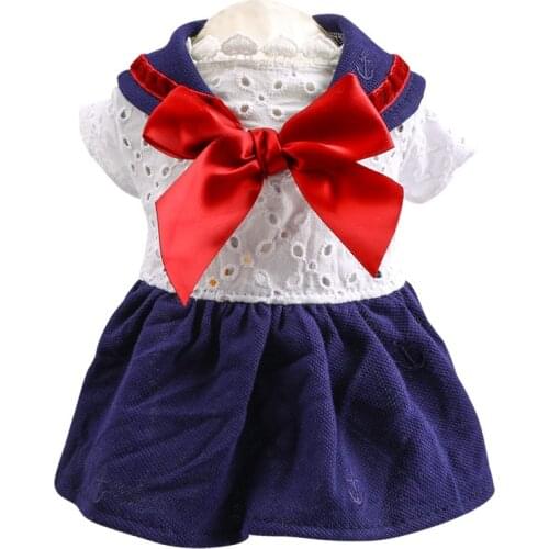 Summer Dress for Dogs Bow Princess Skirts Teddy Bichon Pet Dog Clothes Lace Uniform Breathable XS S M L XL