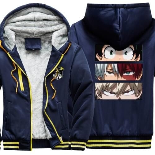 My Hero Academia Keep Warm Mens Raglan Thicken Jackets Winter Clothing Fashion Casual Tracksuits Streetwear moletom masculino