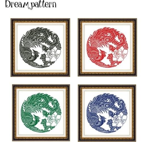 Phoenix and peony cross stitch kit simple pattern 18ct 14ct 11ct white fabric cloth cotton thread embroidery DIY handmade