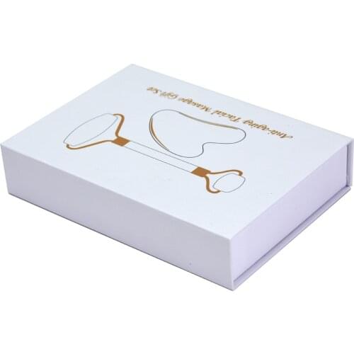 Dropshipping Rose Quartz Guasha Massager Gouache Scraper Facial Massager 100% Natural Jade Stone Face Eye Massage Board Box