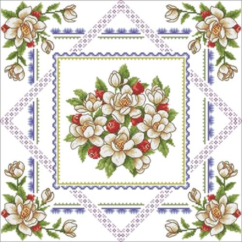 Magnolia border pattern patterns Counted Cross Stitch 11CT 14CT 18CT DIY Chinese Cross Stitch Kits Embroidery Needlework Sets