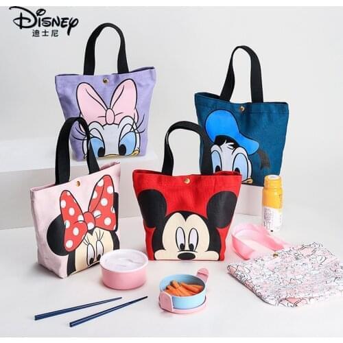 Cute Disney fashion trend handbags Mickey Mouse casual small bag mickey Minnie portable canvas bag handcuffs bag lunch box bag