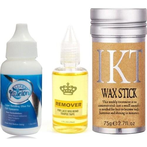 Super Lace Wig Glue Hair Bonding 38ml + Remover 30ml + 75g Wax Sticks Wig Kits For Tape Toupee Lace Frontal System