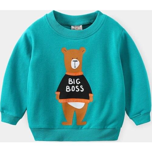 Boys Sweatshirts Cotton 2-6Year Long Sleeve Cartoon Children Hoodless Autumn Clothes Print Boys Clothing