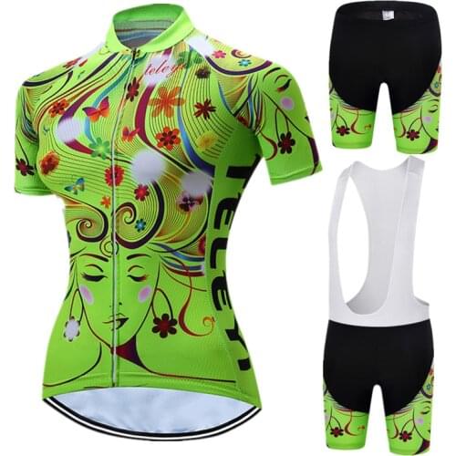 Teleyi 2021 Team Cycling Clothing Women Short Sleeve Cycling Set MTB Bike Clothing Breathable Bicycle Wear Cycling Jersey Sets