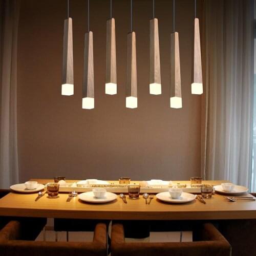 Solid Wooden Designer art personality originality Pendant Lights simple restaurant three head club LED long stick MZ130
