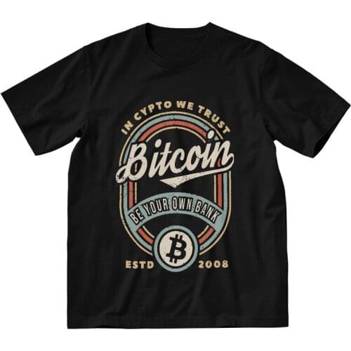 Vintage Bitcoin In Crypto We Trust T-Shirts Men Fashion T Shirts Short Sleeve BTC Fan Tshirts Cotton Tee Top Clothes Gift