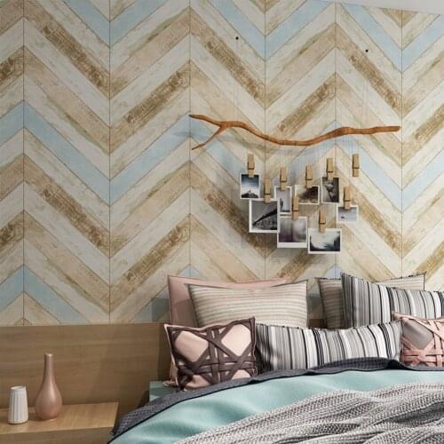 Retro Vintage Wallpaper Wood Grain Wall Paper Nostalgic Wallcovering Clothing Store Bedroom Tv Background Decor