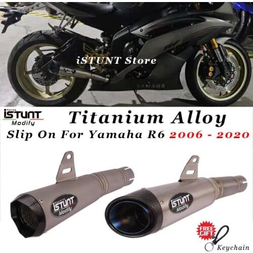 Slip On For Yamaha YZF R6 2006 - 2020 Motorcycle GP Escape Exhaust Modified Titanium Alloy Middle Link Pipe Carbon Fiber Muffler
