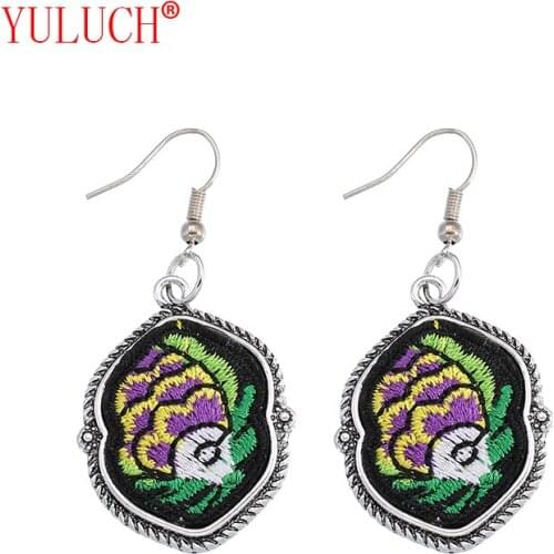 YULUCH Fashion Popular Zinc Alloy Jewelry Inlaid Embroidery Colorful Fish Figure Pendant for Ethnic Women Earrings Party Gifts