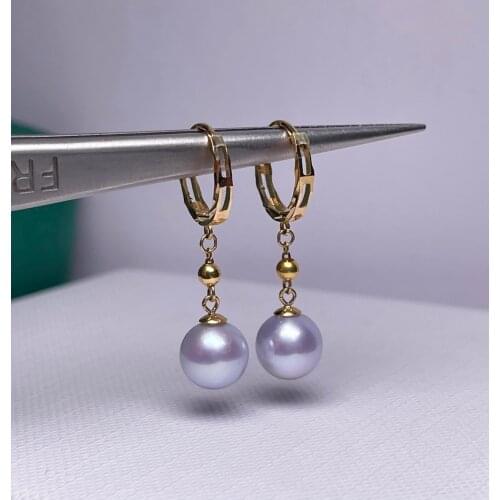 Shilovem 18k yellow Natural freshwater pearls Drop Earrings fine Jewelry women trendy anniversary Christmas gift myme7-7.56621zz