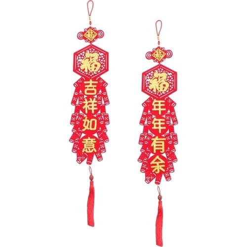 1 Pair Chinese Spring Festival Knot Fu Hanging Decor Couplet Lucky Oriental Pendant Ornaments New Year Decorations